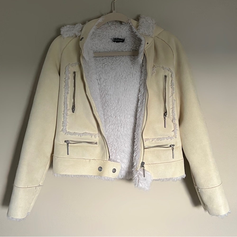 Bebe faux fur suede jacket